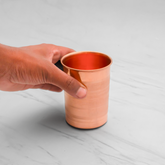 Pure Copper Silver Touch Water Glass with Luxury Design, Drinking Serving Water, Yoga Ayurveda | Handcrafted Lined Hammering Glass